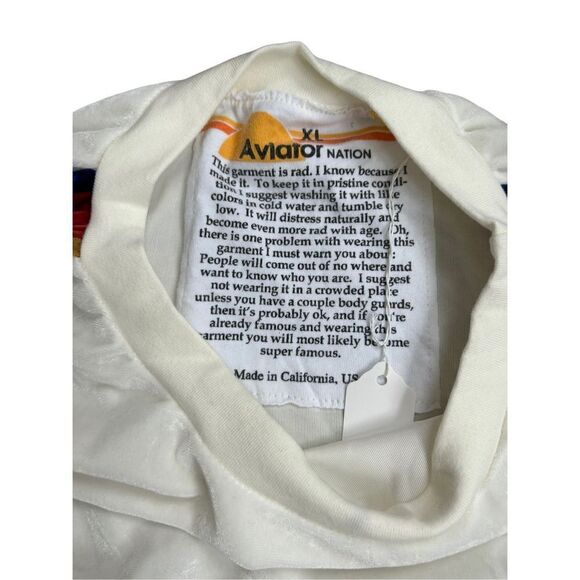 Aviator Nation Sweatshirt Classic Velvet Crew Neck Relaxed White Unisex Size XL - Picture 5 of 10